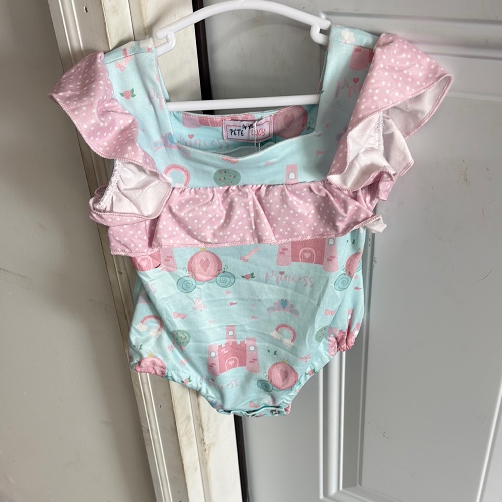 Pink and Blue Ruffled Baby Romper
